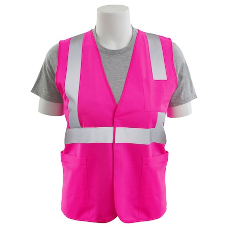 Deltaplus Safety Vest, Unisex Fit, Tricot, Non ANSI, S762P, Hi-Viz Pink, XL 61333